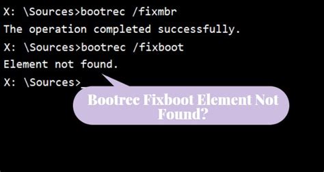 bootrec /rebuildbcd element not found|Solved: Bootrec /fixboot Element Not Found in CMD.